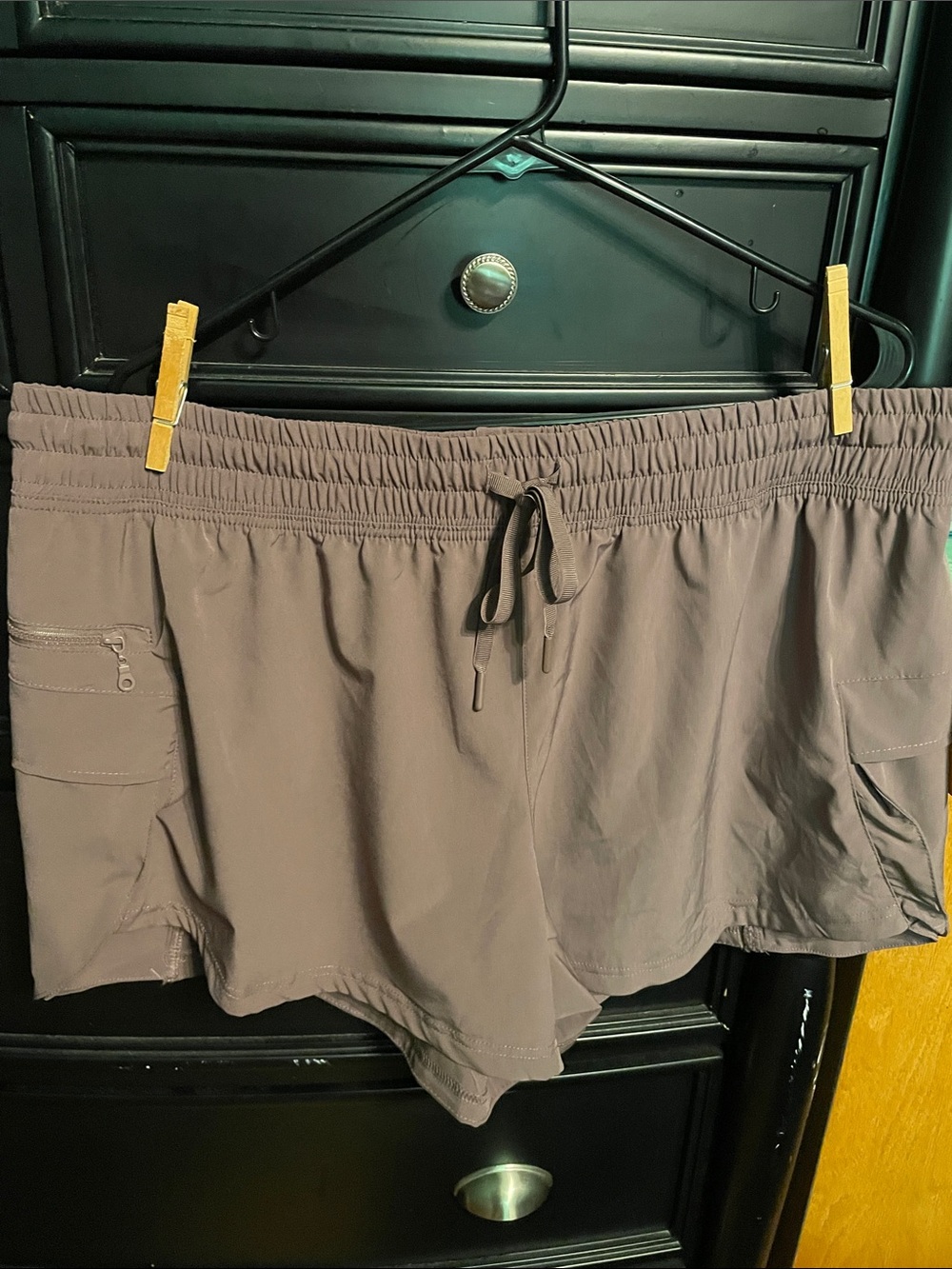 Avia Purple Athletic Drawstring Shorts with Zip Pocket